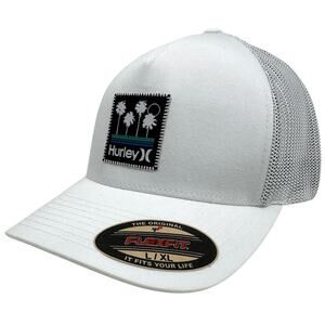 Hurley Men's Hat Sundays Stretch Flex Fit Mesh Trucker Cap in L/XL White